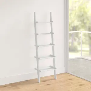 Ira 5-Tier Ladder Shelf Bookcase Unit White