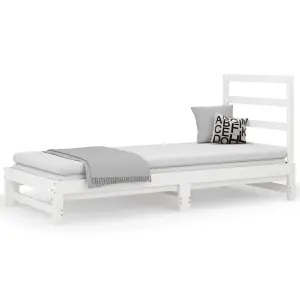 Berkfield Pull-out Day Bed White 2x(90x200) cm Solid Wood Pine