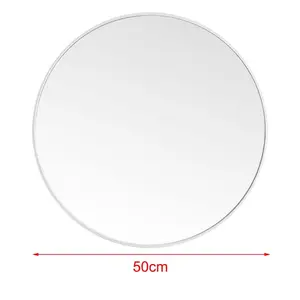 Baum Metal Flat Wall Mirror White / 50 cm H x 50 cm W