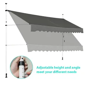 Costway 3.5M Telescopic Canopy Retractable Adjustable Outdoor Clamp Awning Sun Shelter