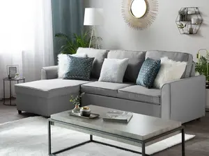 Right-Hand Corner Sofa NESNA Light Grey Fabric Right Hand