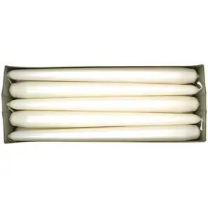 Tapered Dinner Candles, Pack of 10, Unscented, Long Burning Time, 24 cm / 19.45" (Pearl, Metallic)