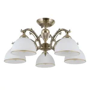 Luminosa Feneza Stylish 5 Light Multi Arm Semi Flush Ceiling Lamp, E27