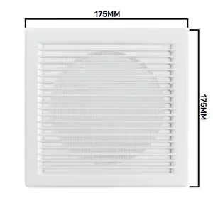 White Air Vent Grille/duct covers with Fly Screen / Anti-Insect Mesh,no screws visible-separate backplate (100mm x100mm round)