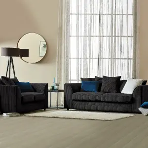 Chicago Jumbo Cord 3&2 Seater Sofa Set Black