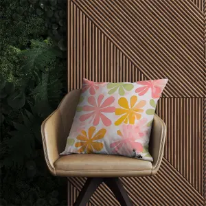 Yellow And Pink Flowers Outdoor Cushion 60cm x 60cm