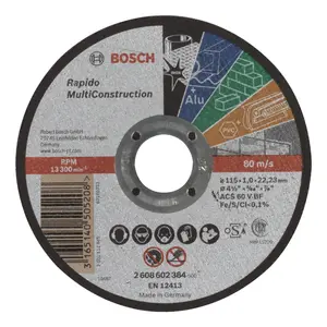 Bosch Professional Rapido Multi Construction Straight Cutting Disc ACS 60 V BF - 115mm x 1.0mm