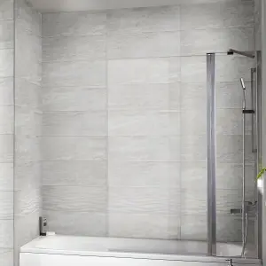 Soft travertin Light grey Gloss Stone effect Ceramic Indoor Tile, Pack of 9, (L)600mm (W)200mm