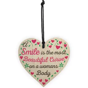 Red Ocean Smile Is The Most Beautiful Curve Wooden Hanging Heart Plaque