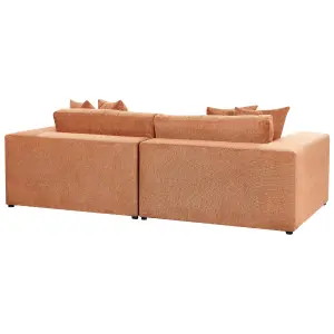 Beliani Modern 3 Seater Sofa Orange GLORVIKA