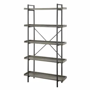 Jessica 92cm W Steel Etagere Bookcase Grey Wash