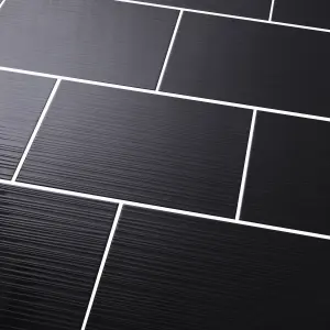 Salerna Black Gloss flat Ceramic Indoor Wall tile, Pack of 10, (L)402.4mm (W)251.6mm