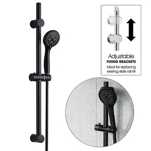 Matt Black Traditional Thermostatic Dual Control Shower Mixer Valve + Riser Rail