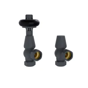 Rinse Bathrooms Chelsea Traditional Angled TRV Thermostatic Radiator Valves Anthracite