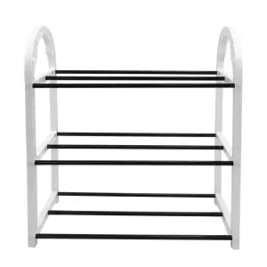 AMOS 3-tier Mini Shoe Rack Organiser - White & Black