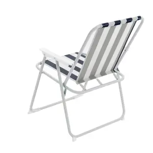 Harbour Housewares - Folding Metal Beach Chairs - Blue Stripe - Pack of 2