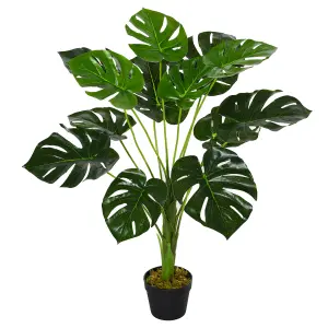 Outsunny 85cm Artificial Monstera Tree Fake Plant in Pot Indoor Outdoor Décor