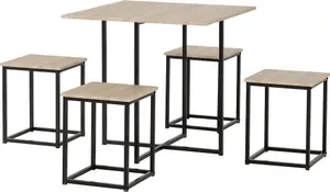 Kent Stowaway Dining Table and 4 Stool Set Sonoma Oak Effect and Black