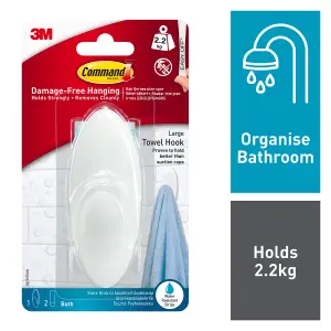 3M Command Bath Large Clear Towel Hook (Holds)2.2kg