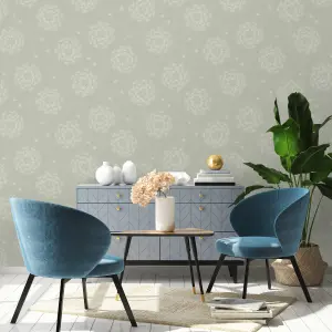 Holden Décor Green Floral Embossed Wallpaper