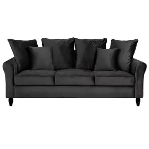 3 Seater Velvet Sofa Black BORNHOLM