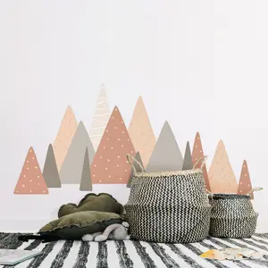 Walplus Colourful Mountains Landscape, Scandinavian Style, Pink, Children Wall Sticker Kids Sticker PVC Brown