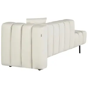 Right Hand Vegan Faux Leather Chaise Lounge Off-White LANNILS