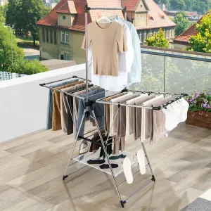 Costway Clothes Drying Rack Aluminum Gullwing Style Rack with 6-Level Adjustable Height