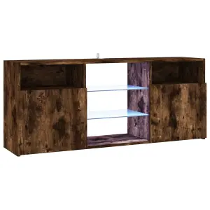 Berkfield TV Cabinet with LED Lights Smoked Oak 120x30x50 cm