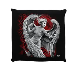 Spiral Angel Despair Filled Cushion Black/Red (One Size)