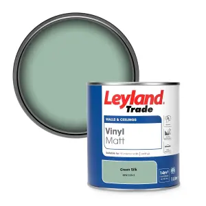 Leyland Trade Vinyl Matt Walls & Ceilings Emulsion Paint Green Silk (PPG1139-3) 1L