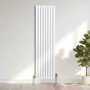 Oval Column Radiator & Valves - 1800mm x 480mm - White