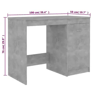 Berkfield Desk Concrete Grey 100x50x76 cm Engineered Wood