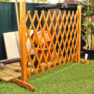 Expanding Trellis Garden Fence - Versatile & Portable Brown Freestanding Wooden Decorative Lattice Screen - Expands to 6'2"