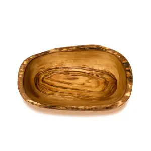 Olive Wood Natural Grained Rustic Kitchen Dining Handmade Oval Bowl Medium (L) 29-31cm