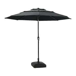 Dark Grey Garden 3-Tier Umbrella with Crank and Tilt