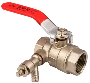 Invena 3/4 Inch Inline Ball Valve Female Thread For Water With Drain Valve