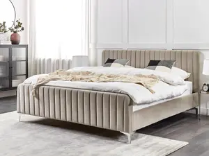 Velvet EU Super King Size Bed Taupe LUNAN