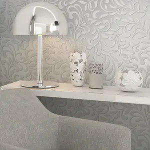 Paste the Wall White and Pearl Damask Wallpaper