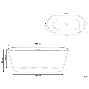 Freestanding Bath 1600 x 800 mm Black HAVANA