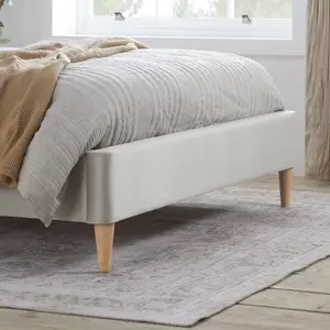 Double Bed Frame Beige Birlea Marmont Warm Stone Fabric 4FT6 135cm