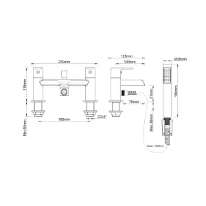 GoodHome Colina 2 Tap Hole Shower mixer Tap