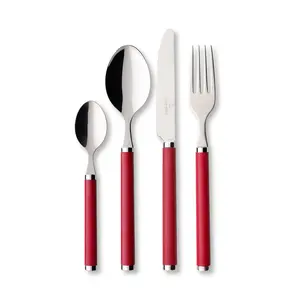 Play! 24 Piece 18/10 Stainless Steel Cutlery Set, Service for 6 Red