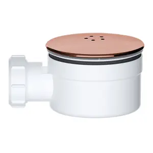 SPARES2GO Shower Trap for 90mm Tray Plug Hole 1.5" Luxury Drain Water Waste Dome Base Kit (Brushed Copper)