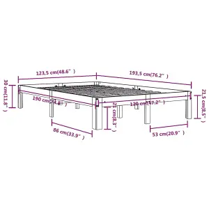 Berkfield Bed Frame White Solid Wood 120x190 cm Small Double