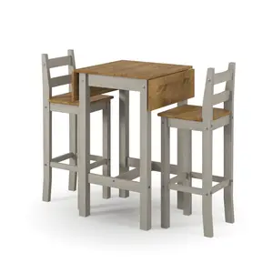 Corona Grey Square High Breakfast Bar Drop Leaf Table and Bar Chair SET , 60.0 / 100.0cm wide x 60cm deep x 100cm high