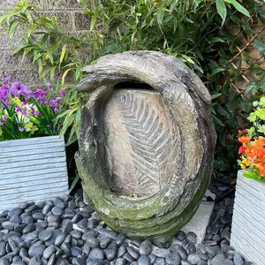 Fossil Leaf Traditional Solar Water Feature