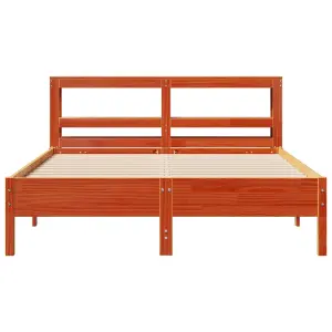 Berkfield Bed Frame without Mattress Wax Brown 150x200 cm King Size Solid Wood Pine