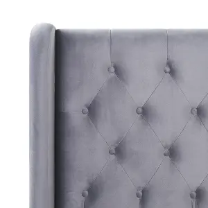 Velvet EU King Size Bed Grey FORBACH