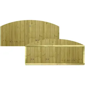 Dome Top Tongue & Groove Fence Panel (Pack of 5) Width: 6ft x Height: 2ft Vertical Interlocking Planks Fully Framed